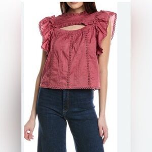 Farm Rio size S Blush Ruffles top NWT